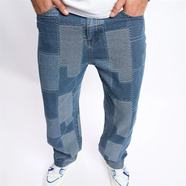 Calças de brim masculinas para meninos roupas homens fino ajuste tubo reto retro hip hop calças rua treliça pantalones de mujer