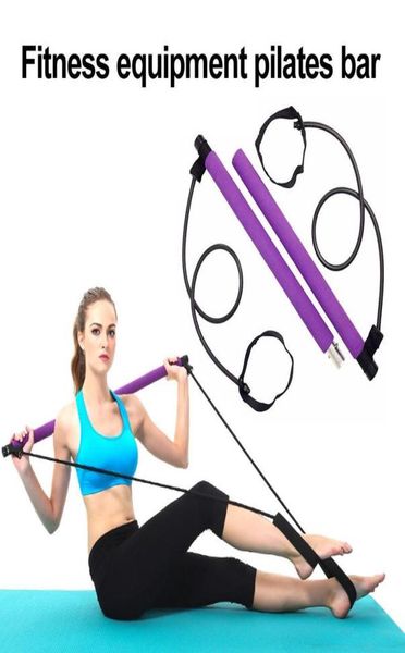1 Stück Pilates Bar Stick mit Widerstandsband, tragbar, elastisch, 2 Fußschlaufen, leichter Trainer, Pilates Bar Gym Stick3547677
