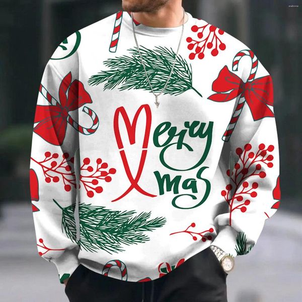 Мужские толстовки с рождественским рисунком Пуловеры с рисунком Candy Cane Свитшоты Уличная одежда Джемпер Navidad с капюшоном Хип-вечеринка Ins Leisure Sudaderas