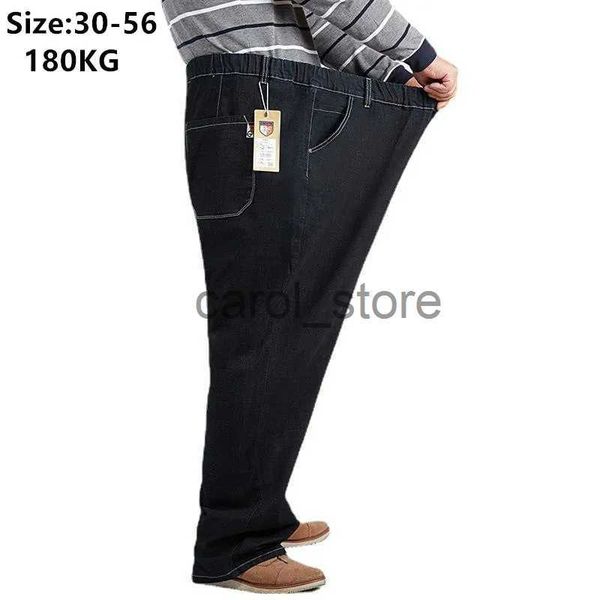 Männer Hosen Männer Schwarz Übergroße Denim Hosen 56 52 Frühling Herbst 180 kg Lose Dicke Plus Größe Gerade Elastische Taille hohe Vater Jean Hosen J231208