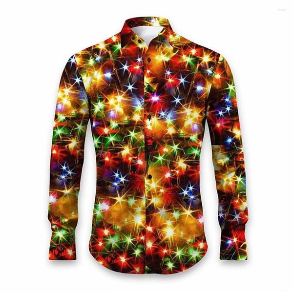 Camicie casual da uomo 2024 camicia colorata a maniche lunghe stampa 3D retrò streetwear top bottoni vintage abbigliamento da uomo