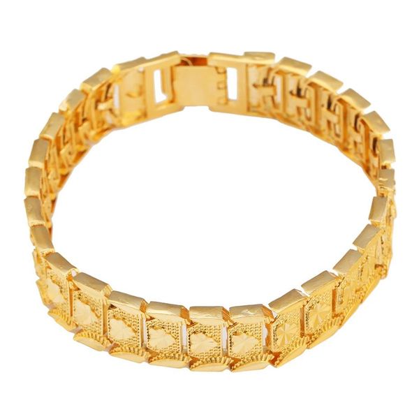 24k oro oro incisione del cuore pescatore di bracciale cotto classico bracciale gioiello bracciale2665