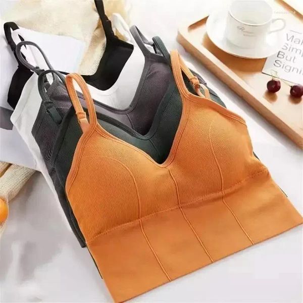 Frauen Tanks Weibliche Mode U-Förmigen Stahl Frei Bh Sport Weste Tank Top Dame Camis Bralette Nahtlose Unterwäsche Für frauen Mädchen