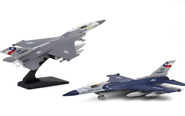 SYWJ Diecast Alloy F16 Fighter Jet Aircraft Model Toy com suporte Sound Lights Pull Back Christmas Kid Birthday Boy Gift Co3456415