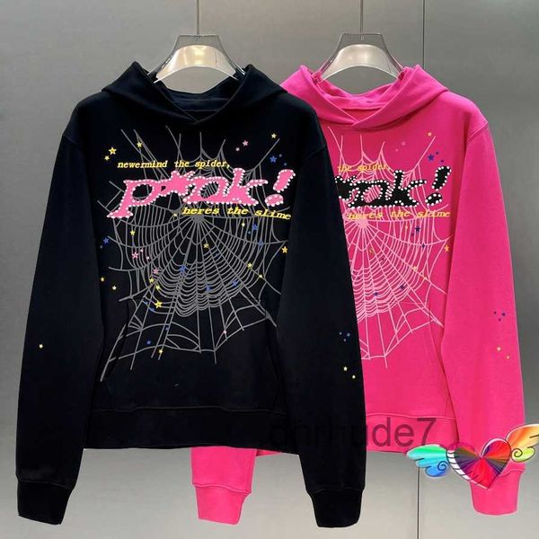 Tasarımcılar Young Thug 1 Yüksek Kaliteli Hoodies Hip Hop P*Nk Web Puff Baskı SP5der 555555 HOODIE ERKEKLER KADIN MEL MALLAK DÜZENLEME SÜTLERİ Ağır Kumaş Külot 3do2