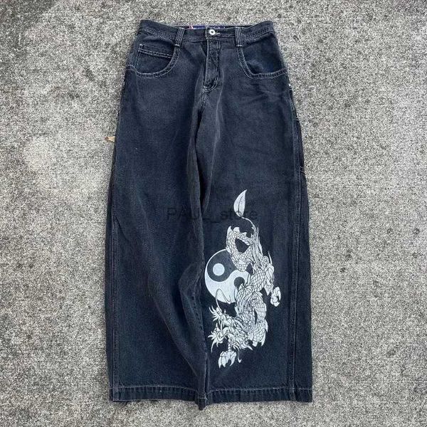 Erkek Kot Jnco Erkekler Giyim y2k Vintage Bol kot pantolon baskı grafik kot pantolon harajuku gotik sokak kıyafetleri erkekler kadın hip hop geniş bacak jeansl231122