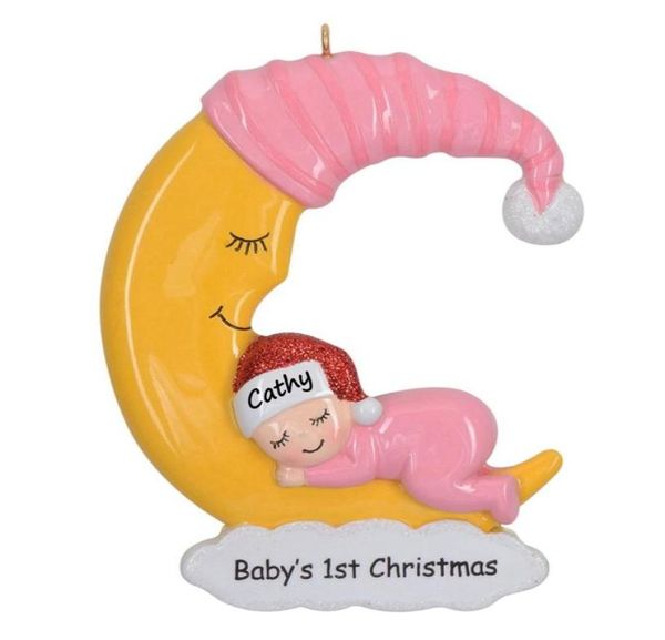 2022 Natal Baby First Polyresin hängende personalisierte Glitzer-Weihnachtsbaumschmuck für Feiertage, Neujahrsgeschenke, Heimdekoration3638396