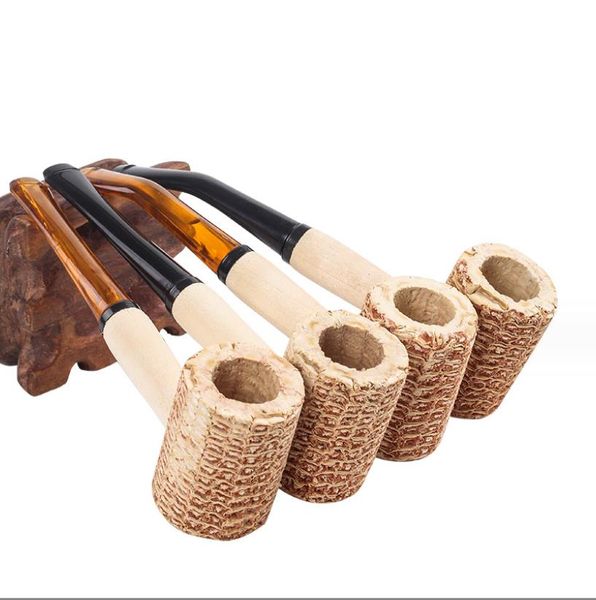 Cachimbos para fumar Tubo de hospitalidade para tubo de milho com elemento de filtro de 5 mm, tubo grande, tubo de tabaco descartável, tubo grande de espiga de milho curvado