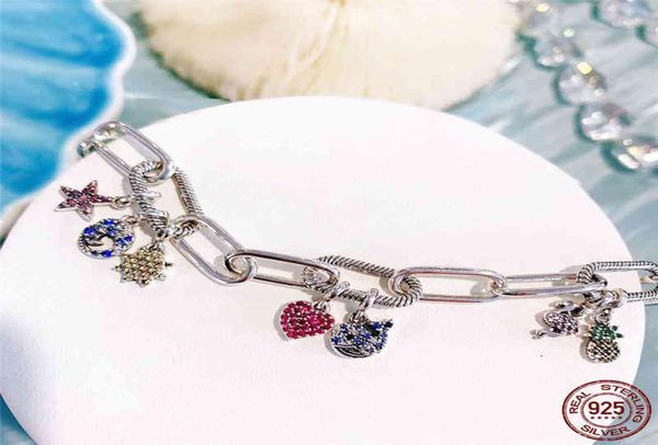 Bracciale a maglie sottili Charm Me in argento sterling 925 da donna di alta qualità, adatto per i gioielli originali con bracciale fai da te8568968