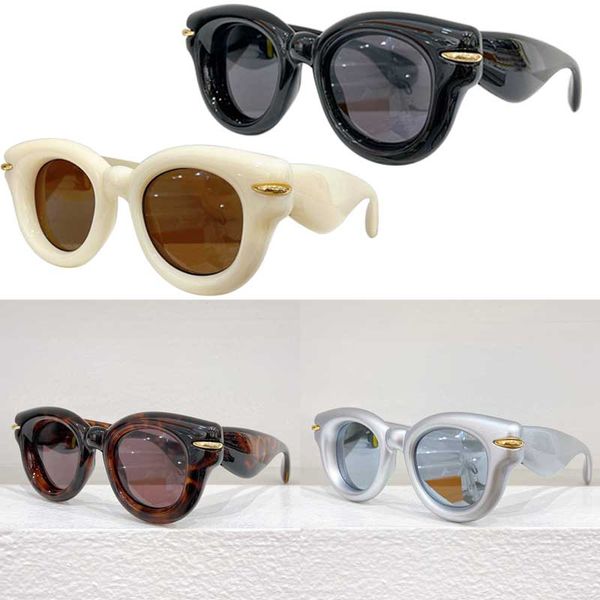 Óculos de sol da moda senhoras designers marca nylon inflável óculos de sol circulares com armação de fibra de acetato lentes circulares 2024 novas mulheres retro óculos LW40118