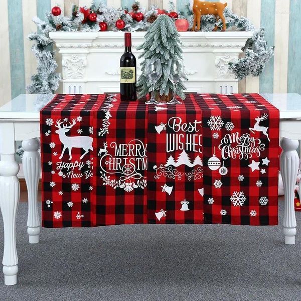 Toalha de mesa Decorações de Natal Terylene Gingham Bandeira Inglês Vermelho e Preto Verificado Toalha de Mesa Sala de Jantar Layout