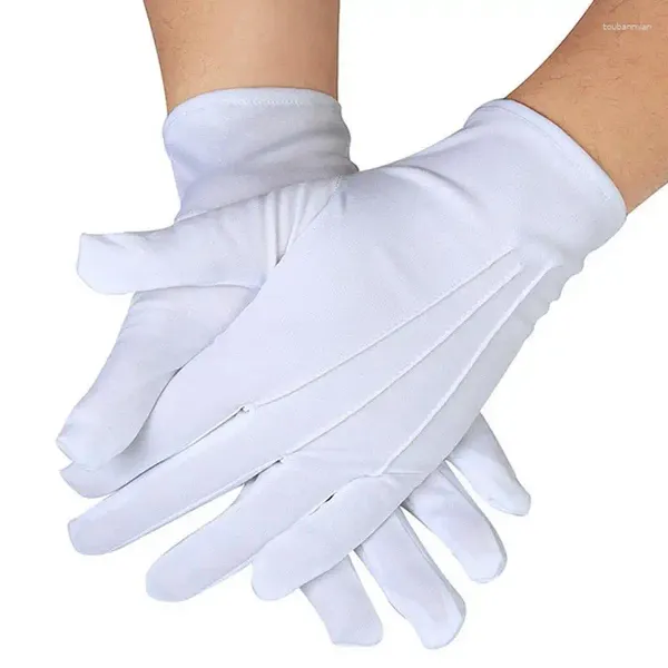 Luvas descartáveis branco formal casa trabalho para mãos secas poliéster respirável unisex uniforme lavável stretchable