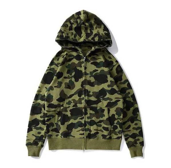 Felpa con cappuccio da uomo con zip intera Felpe con cappuccio Shark per donna Designer Camouflage Bape Jacket Felpa con cappuccio Modello Felpa con cappuccio Uomo Donna Warm Tech Fleece q43