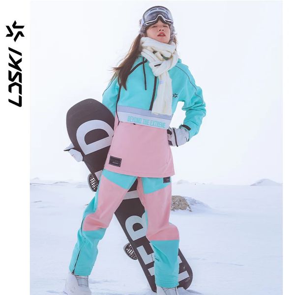 Diğer Spor Malzemeleri Ldski Kış Kayak Takımı Kadınlar için Su Geçirmez Rüzgar Geçirmez Termal Yalıtım Sıcak Snowboard Aksesuarları Tut Ceket Pantolon Giyim 231211