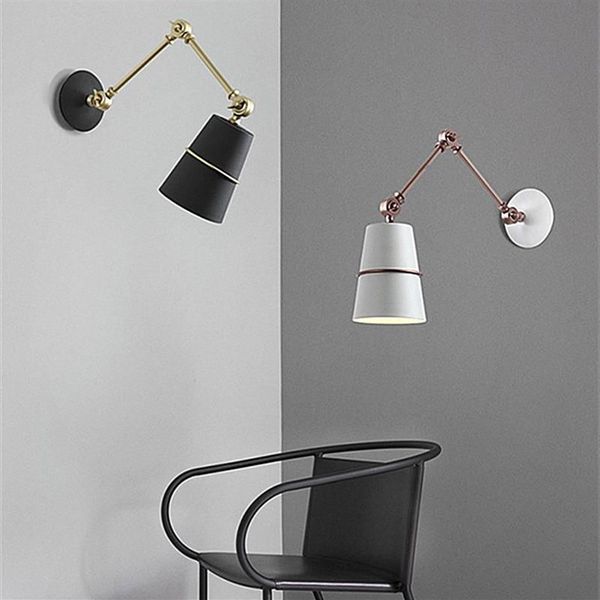 Lampade da parete Modern Long Swing Arm Lampada nera Sconce per Room Studio Accanto Wandlamp Aplique De Pared Indroo Home Fixtures256v