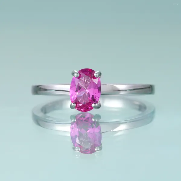 Кольца-кластеры GEM'S BALLET Овальная лаборатория с розовым сапфиром-пасьянсом Обручальное кольцо из стерлингового серебра 925 пробы Изысканный подарок на годовщину свадьбы