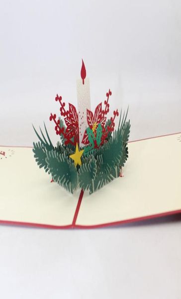 Handgefertigte 3D-Pop-Up-Kerzenpapier-Grußkarten, Einladungspostkarte für Geburtstag, Weihnachten, festliche Party-Zubehör 3962415