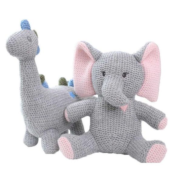 Animais de pelúcia de pelúcia 1pc Toys de malha de elefante artesanal Cloghet Lã boneca Animal Toy Baby Slee Gifts Q0727 Drop Deliver