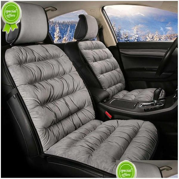 Almofadas de assento 2022 CARRO DE PLUSH DE PLUSH DE PLUSH DE VINTO DE WINTRO ER Backrest de proteção contra tapetes para caminhão interior SUV Van Gray Drop Delive DHWLV