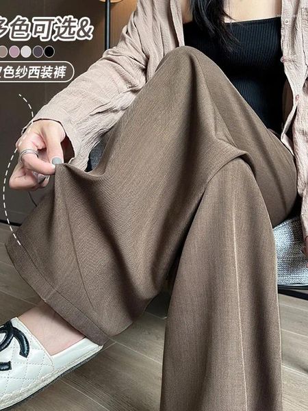 Damenhosen Zweifarbiger Baumwollanzug für Frauen 2024 Frühlingsweiße Hose mit weitem Bein Schwarz Hohe Taille Schlanke gerade Socken