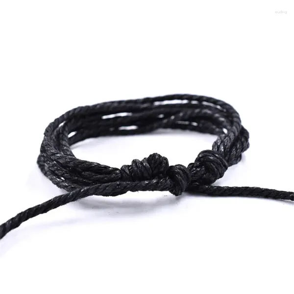 Link pulseiras versão coreana do simples fio de cera trançado pulseira de couro importado máquina tecida pu selvagem para homens