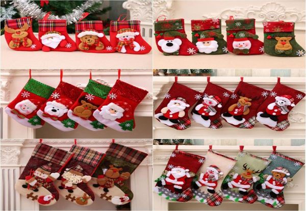 Weihnachtssocken, Geschenktüte, kleine Süßigkeiten-Dekoration, Weihnachtsbaum-Anhänger, Schneemann, Hirsch, alter Mann6471094