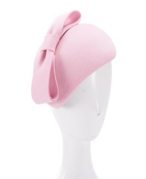 Cappelli a tesa larga Lawliet Teardrop Donna Anni '40 Look vintage Cappello in feltro di lana Fascinator con fiocco Dettaglio Tam Beret Casque Cocktail A5683454350