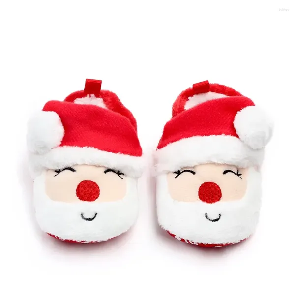 Рождественские напольные туфли из кораллового флиса для маленьких девочек с мягкой подошвой, не опадающие для прогулок для мальчиков