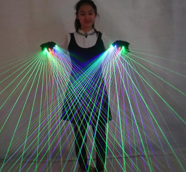 Luvas laser rgb multilinhas 2 em 1, com 2 verde 1 vermelho 1 azul flash laser led robô terno luminoso vestido bar festa música9792506