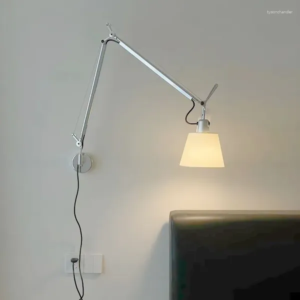 Настенные светильники Nordic LED с длинным рычагом-качалкой для спальни, прикроватной тумбочки, гостиной, настольной лампы для чтения, складные светильники на столбе