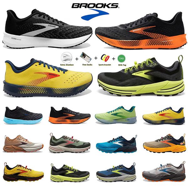 Brooks Brook Cascadia 16 Mens Running Shoes Hyperion Tempo Triple Black White Grey Amarelo Amarelo Mesh Moda Moda Treinadores de Moda ao ar livre Esportes tênis de corrida 40-45