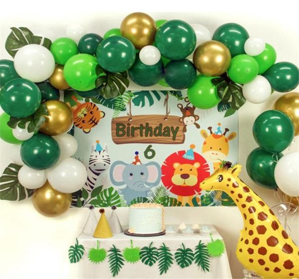 Balões de decoração da selva, festa de dinossauro, chá de bebê, 1º aniversário, decoração de festa infantil, menino, menina, selva, suprimentos de faixa 8414315