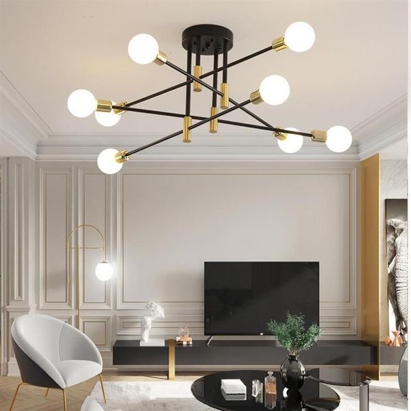 Deckenleuchten Moderne Kronleuchter LED-Lampe für Wohnzimmer Esszimmer Schlafzimmer Küche Schwarz Gold Licht Nordic Home Decor Fixture250L