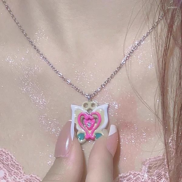 Ожерелья с подвесками Y2K, ожерелье с розовым сердечком и бабочкой для женщин, легкие роскошные Egirl, панк, гранж, цепочка на ключицы, модные ювелирные изделия, подарки для вечеринок