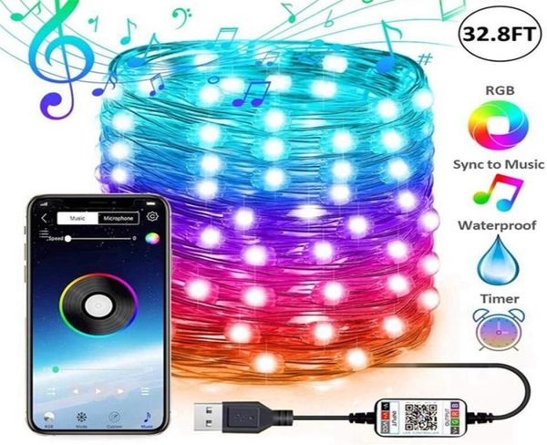 Cordão de luz usb bluetooth para celular, aplicativo de cobre mp, corda de luz para decoração de festa de natal, decoração de natal259n8938205