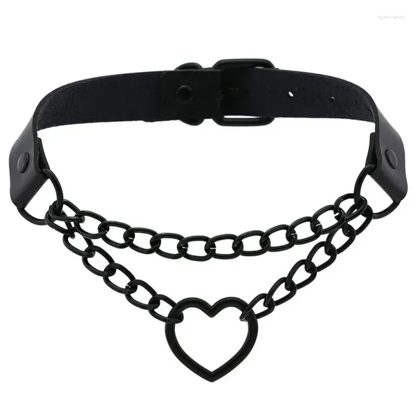 Girocollo Punk Collane a catena a cuore nero Goth Girls Collare Girocolli Collana Chocker Accessori Gioielli per le donne