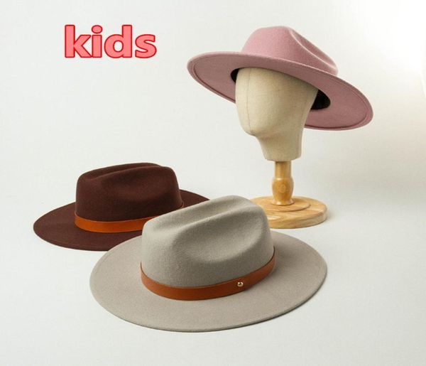 01911hh9003b bambini nuova cintura di lana estiva 55 cm dimensione della testa berretto fedora per bambini cappello panama per il tempo libero C0309015429666