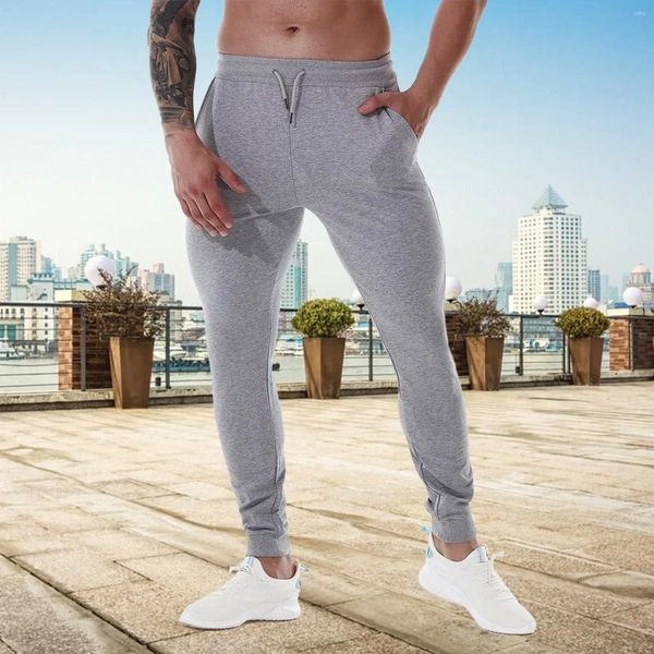 Calças masculinas ginásio roupas corredores correndo treinamento de fitness músculos emagrecimento ajuste algodão pantalones hombre