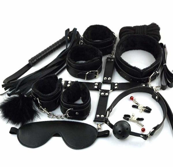 2022 adultshop 10 pzset cuoio dell'unità di elaborazione BDSM Bondage sessuale Gear Set piede frusta corda benda flirtare giocattoli erotici per coppie5979010