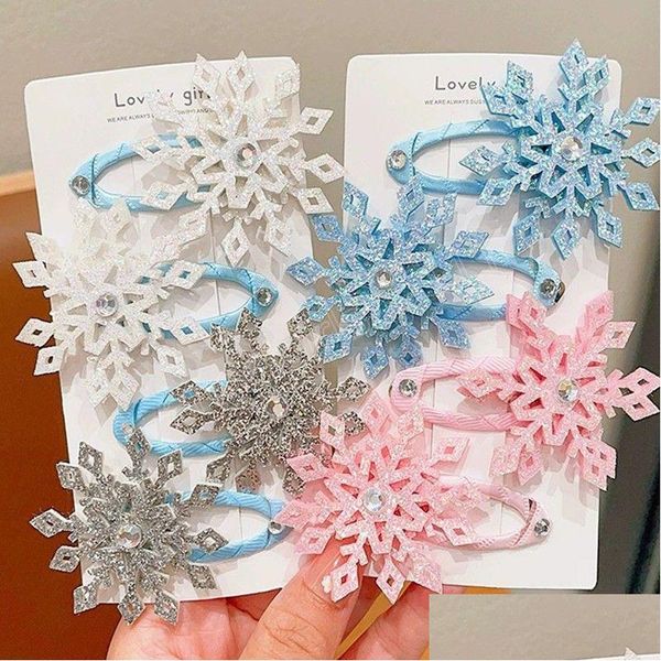 Altri accessori moda 2 pezzi / set fermagli per capelli con fiocco di neve con strass carino per ragazze forcine dolci per bambini accessori adorabili Dhw7T