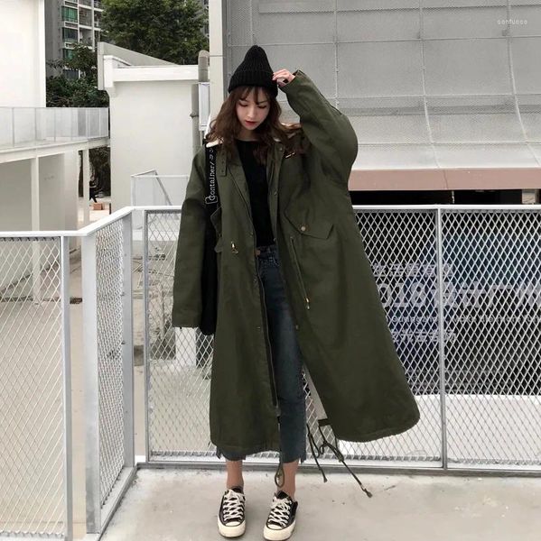 Уличные куртки Po Shoot 2023, зимний стиль, Южная Корея, свободное толстое пальто из овечьей шерсти, теплое пальто средней длины, хлопковое женское пальто