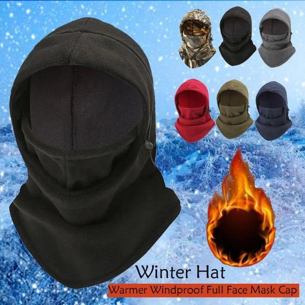 Bandanas aquecedor pescoço balaclava moda rosto cheio polar velo máscara de esqui bonés ajustáveis à prova de vento masculino bonnets inverno