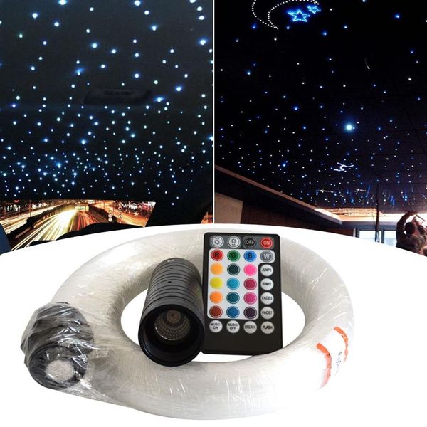 Kit rivestimento tetto Starlight in fibra RGB 300 400 fili Kit luce in fibra ottica LED 6W per controllo vocale per Car319e