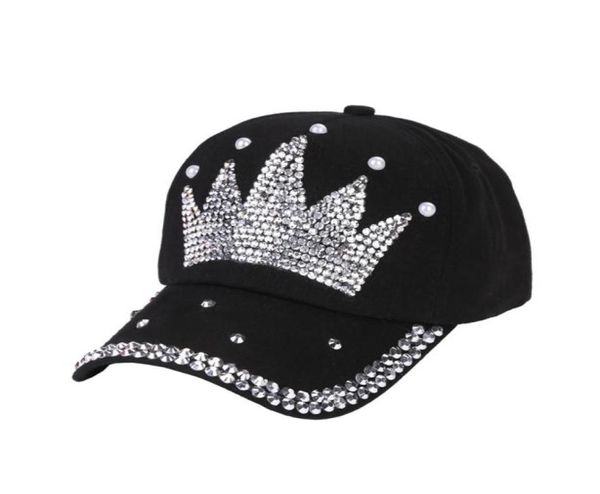 Mulheres nova moda boné de beisebol chapéus artesanais contas de strass chapéu pérola coroa feminino boné de beisebol snapback esportes sol hat5463595