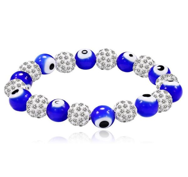 Simpatico mix di colori bulbo oculare bianco strass perline braccialetti elasticizzati fai da te fili di perline4942796