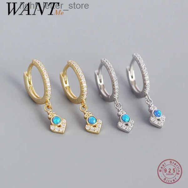 Stud WANTME 925 Sterling Silber Bohemian Blue Opal Zirkon Anhänger Ohrringe für Frauen Mode Retro Europäischen Anker Hughies Schmuck YQ231211