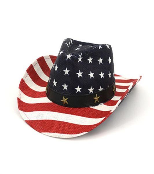 panama donna cappelli di paglia a tesa larga stampa bandiera americana vintage uomo berretti outdoor casual cowboy occidentale estate protezione solare cappelli7697513