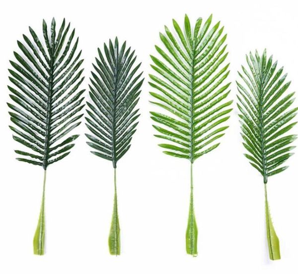 Folha de palmeira falsa, plástico artificial, folhas de coqueiro, planta verde, planta diy para decoração de casa de casamento 6461942