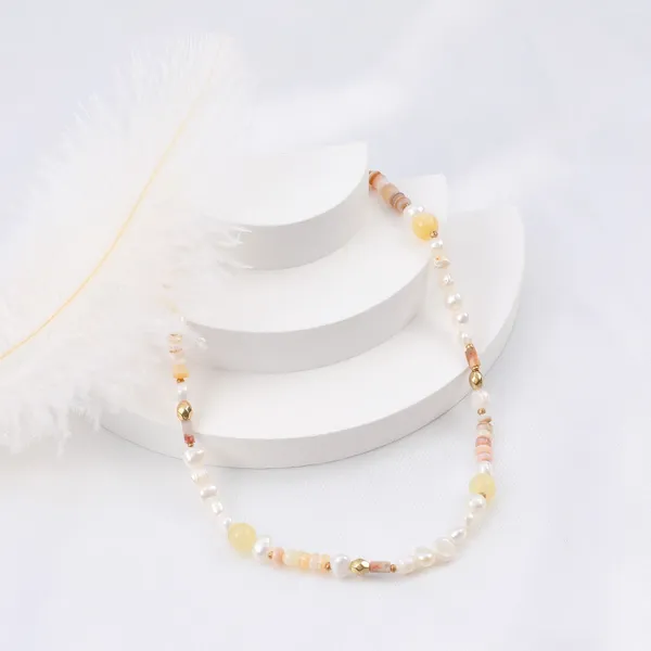 Halsband Makersland Naturstein Perlenkette Modeschmuck Zubehör für Damen Großhandel Schmuck Perlen Frauen Mädchen