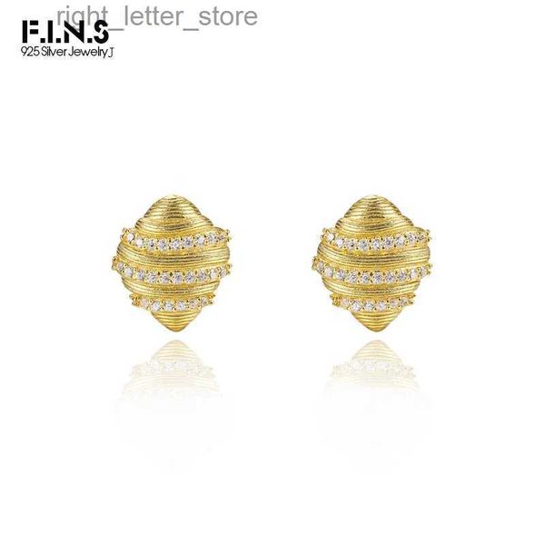 Stud Fins Tendência 925 Sterling Silver Gold Croissant Escovado Cubic Zirconia Brincos Pequenos Piercing Ear Studs Fashion Party Jóias YQ231211